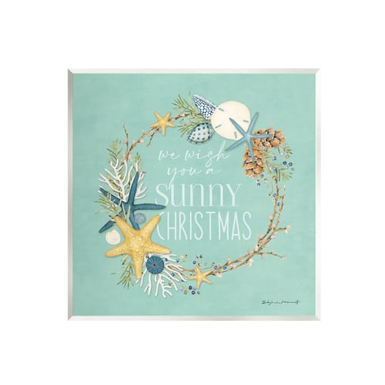 Stupell Industries Wish You A Sunny Christmas Wreath Wall Plaque Art